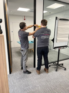 AV installation team fitting room booking panel