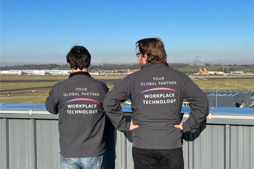Julian and Marcelo enjoying the view of the runway at Bristol airport.