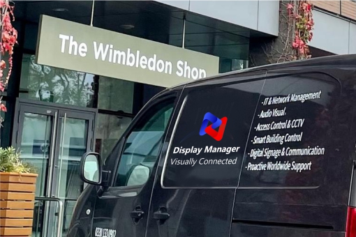 Display Manager company vehicle parked outside Wimbledon.